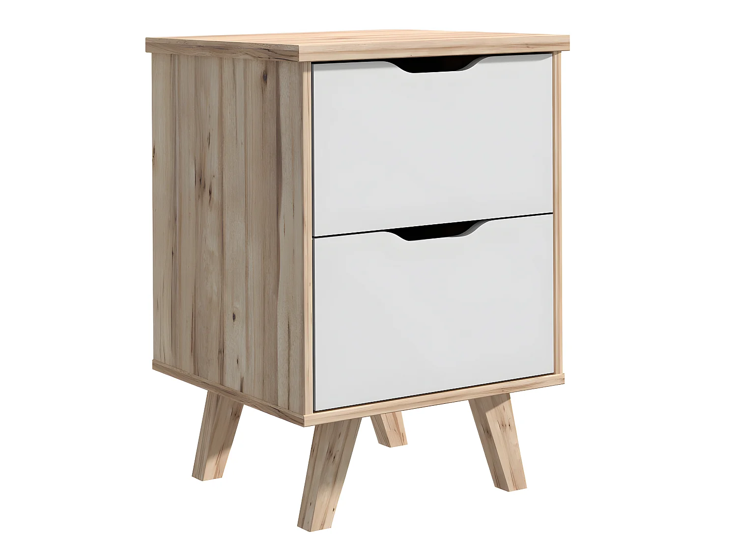 Mesa de cabeceira com 2 gavetas - castanho e branco - LASTA