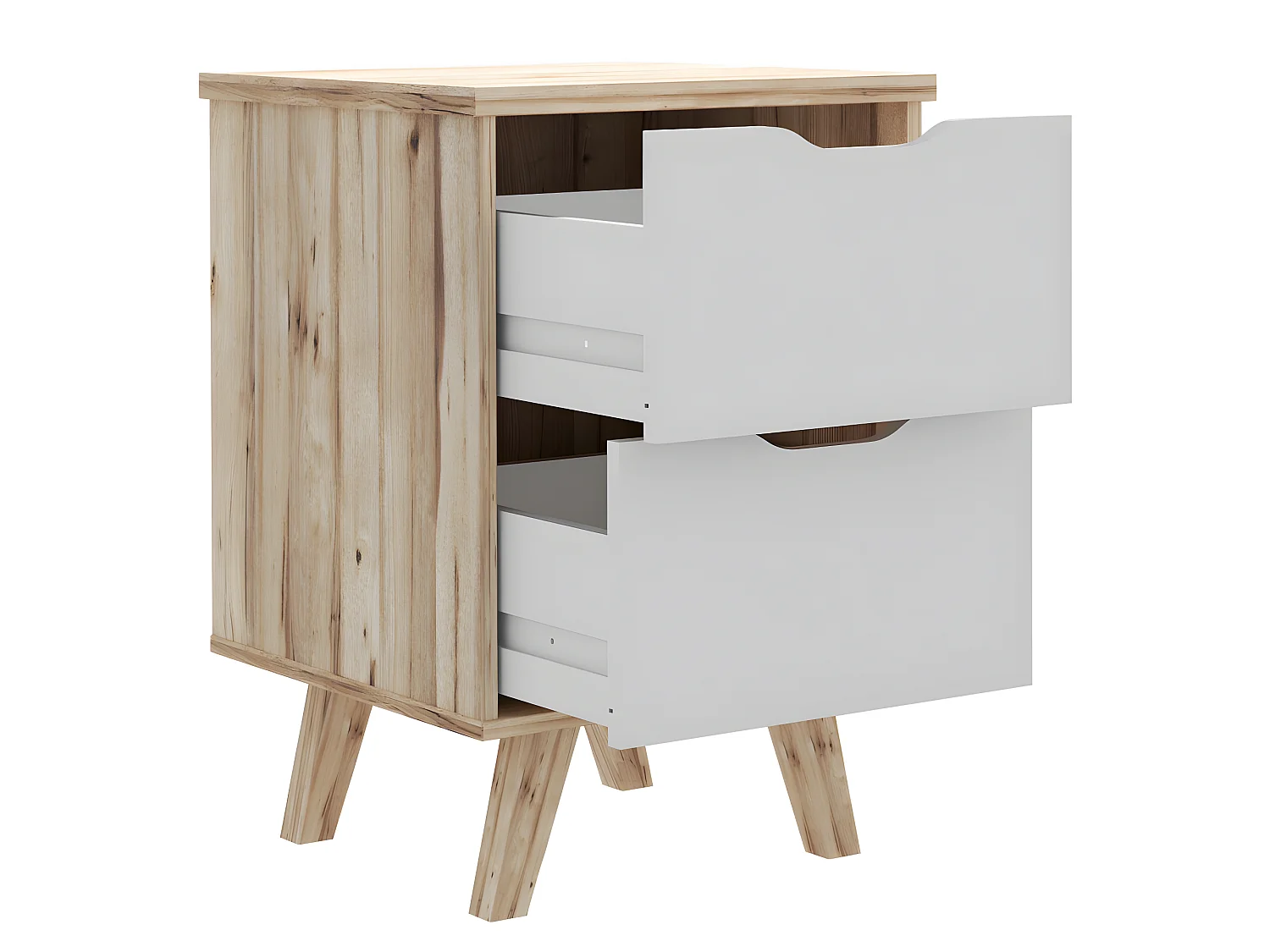 Mesa de cabeceira com 2 gavetas - castanho e branco - LASTA