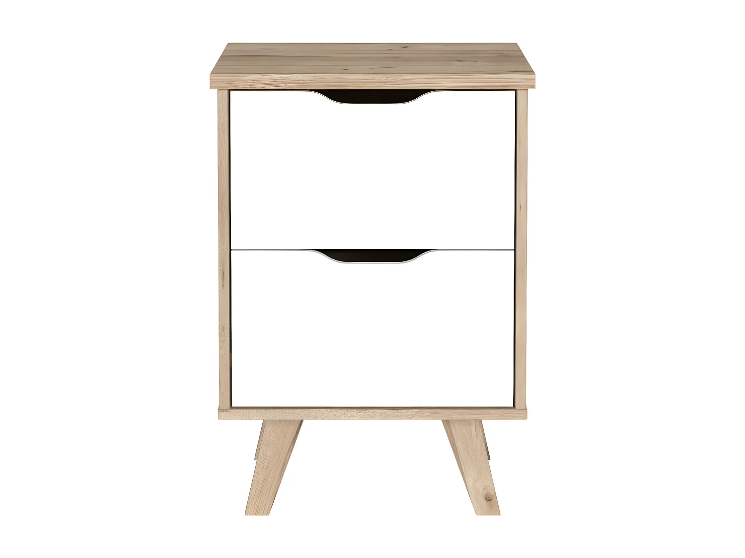 Chevet 2 tiroirs scandinave décor chene - L 45 - Pieds en massif - VANKKA