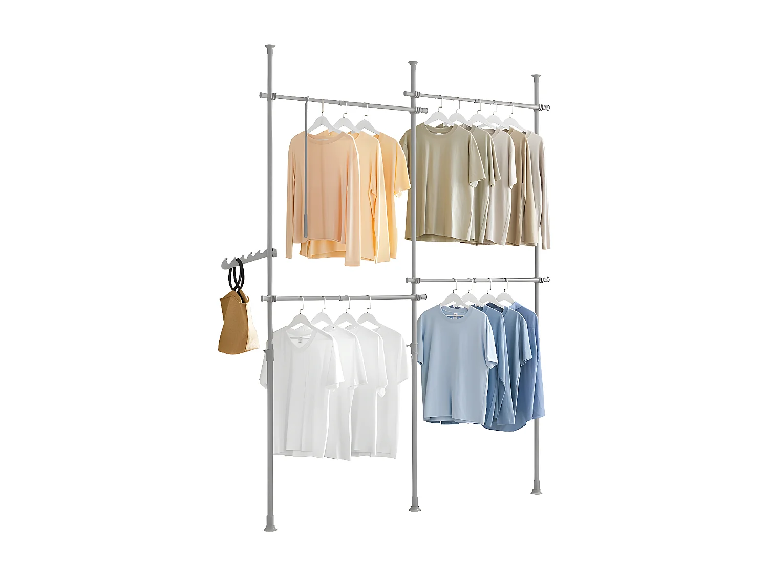 SoBuy KLS03-HG Porte-Vêtements Système de Penderie Télescopique avec 4 Barres Portant de Vêtement | Prévente