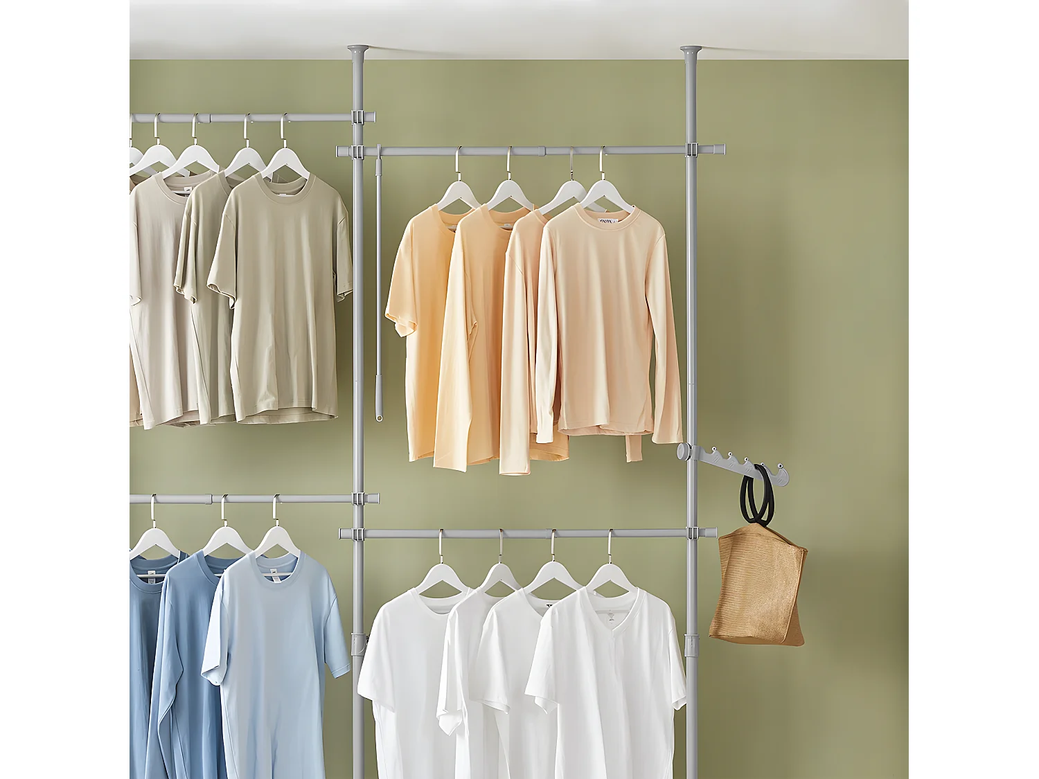 SoBuy KLS03-HG Porte-Vêtements Système de Penderie Télescopique avec 4 Barres Portant de Vêtement | Prévente