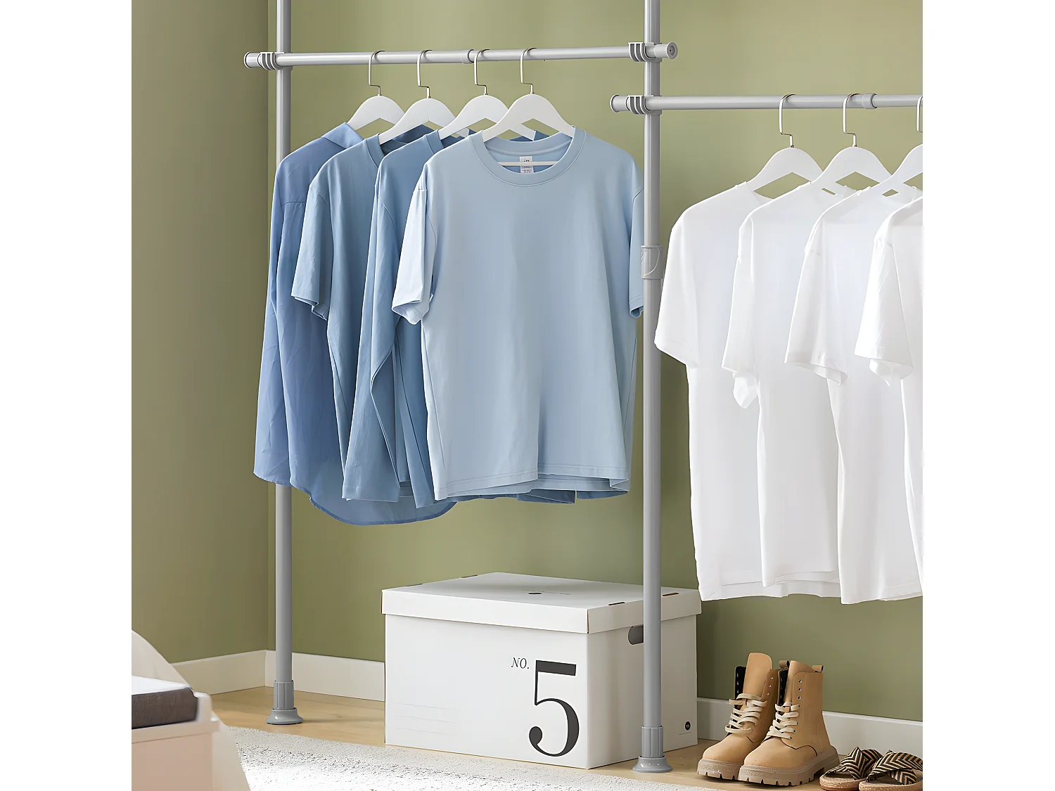 Perchero de Ropa Telescópico Altura Ajustable Sistema de Perchero Extensible con 4 Barras 124-226 x 200-285 cm KLS03-HG SoBuy ES