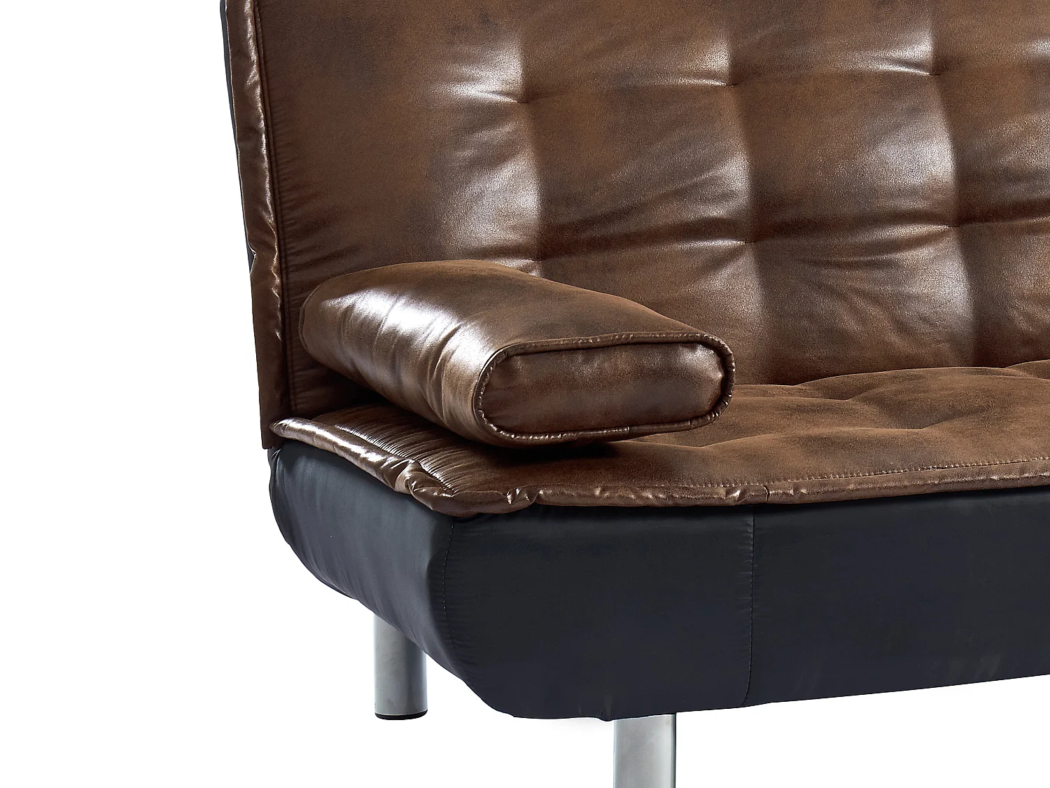 Canapé 3 places convertible clic-clac en microfibre vieilli marron MISHAN II