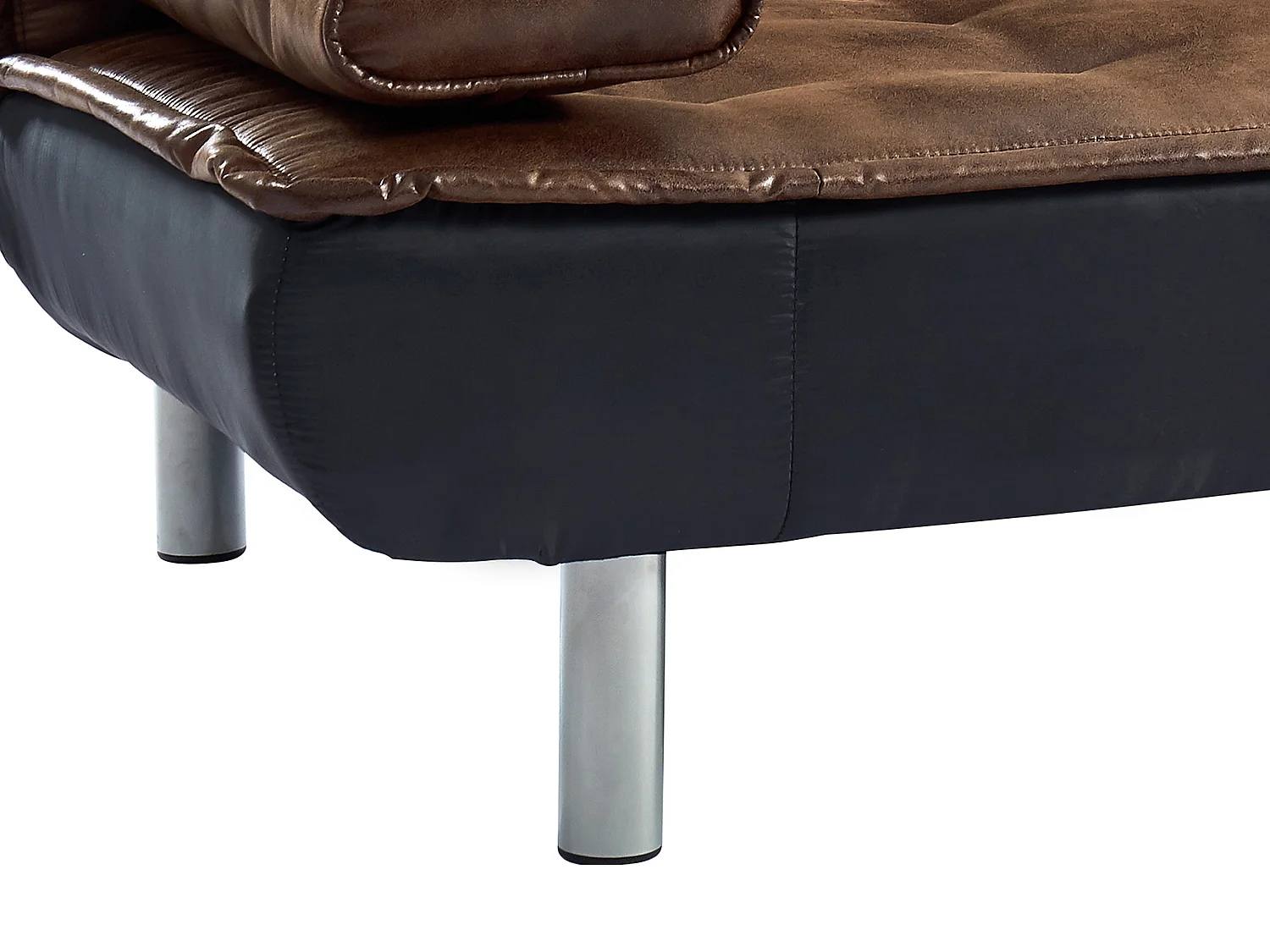 Canapé 3 places convertible clic-clac en microfibre vieilli marron MISHAN II