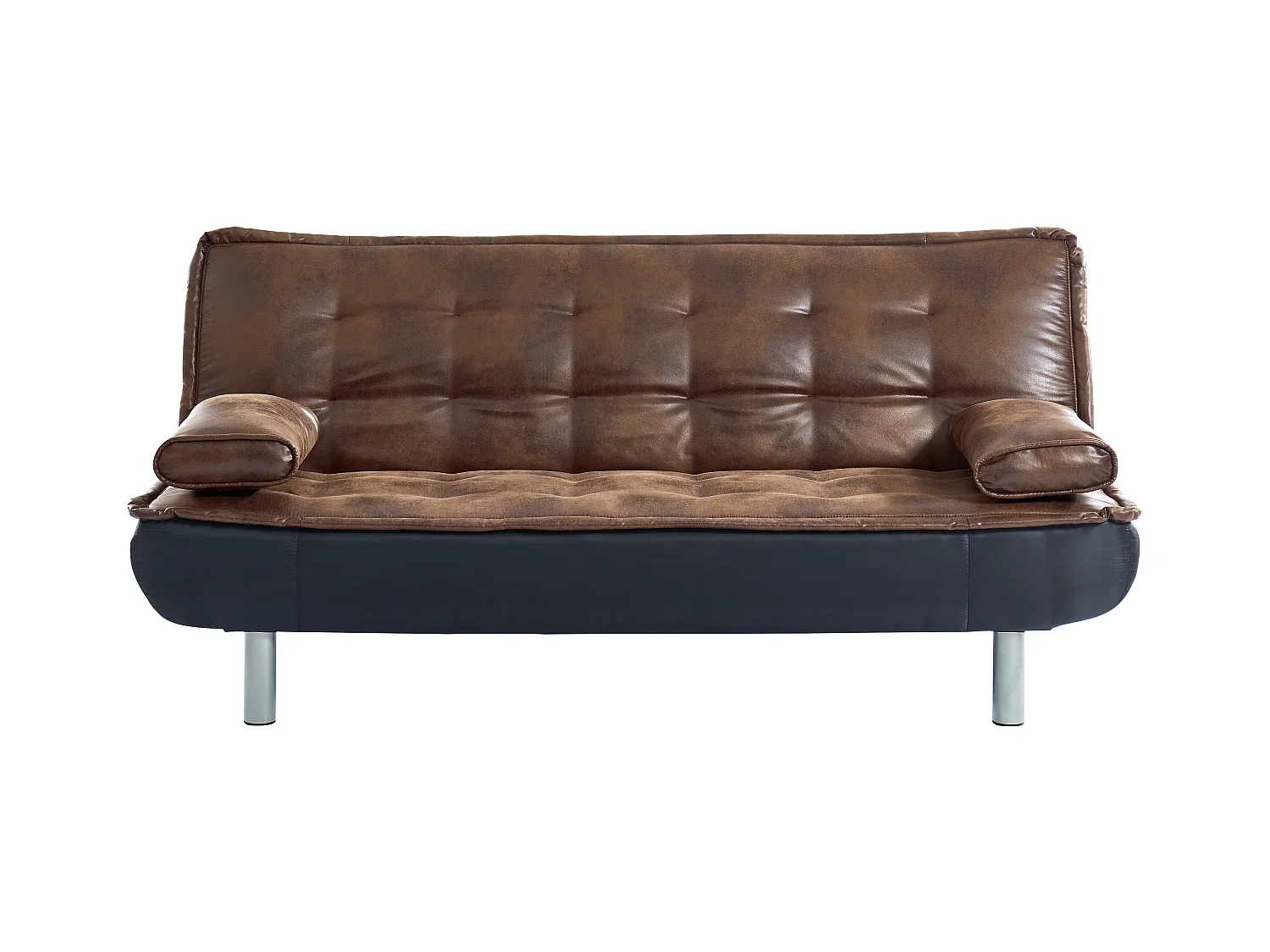 Sofá clic-clac MISHAN de microfibra envejecida y piel sintética negro