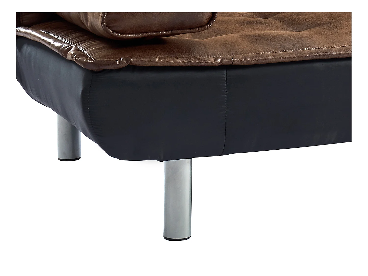 Sofá clic-clac MISHAN de microfibra envejecida y piel sintética negro