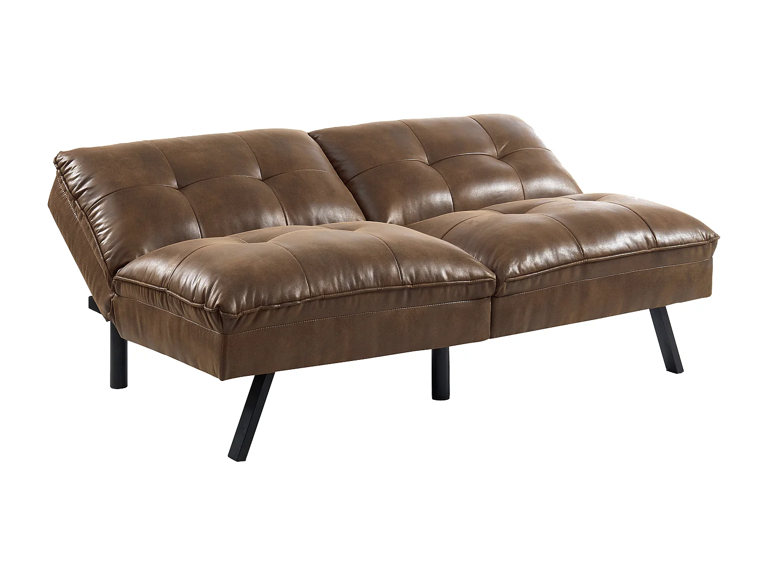 Canapé convertible clic-clac 3 places en microfibre vieillie marron PEGULA II