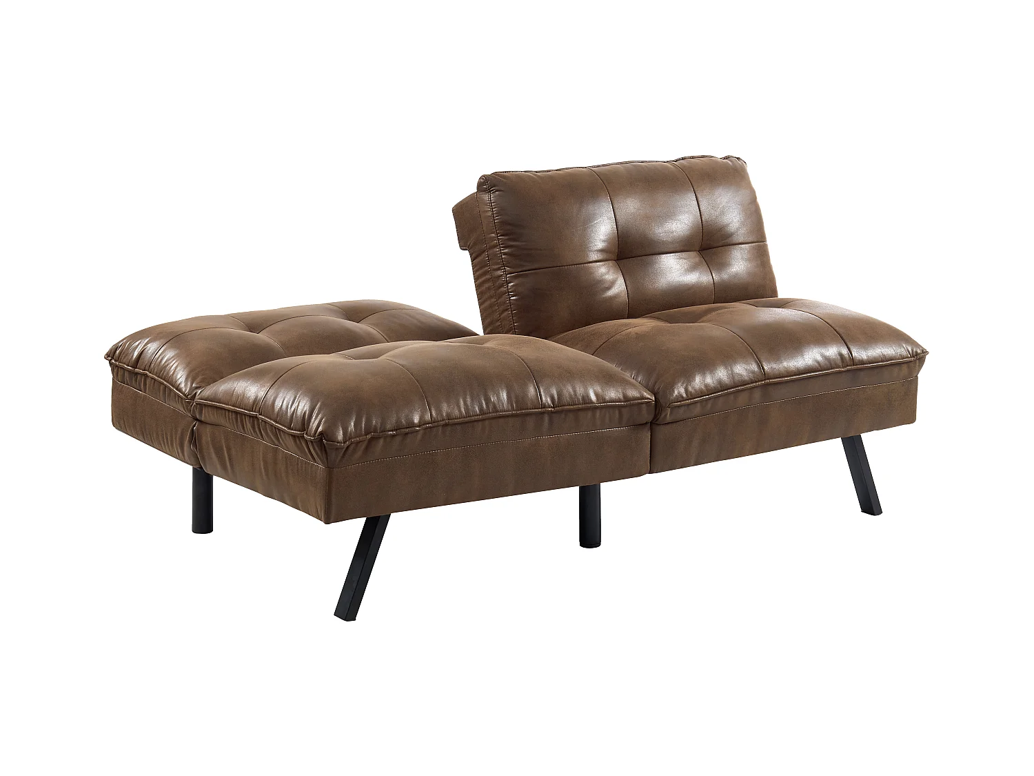 Sofá cama tipo clic-clac 3 plazas PEGULA de microfibra envejecida - Marrón