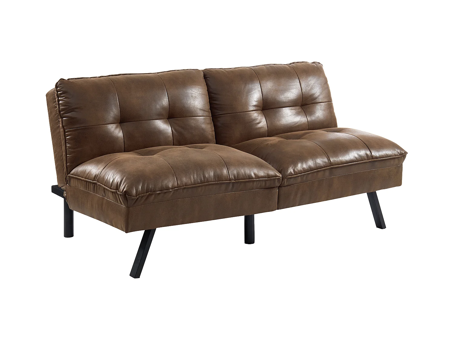 Sofá cama tipo clic-clac 3 plazas PEGULA de microfibra envejecida - Marrón