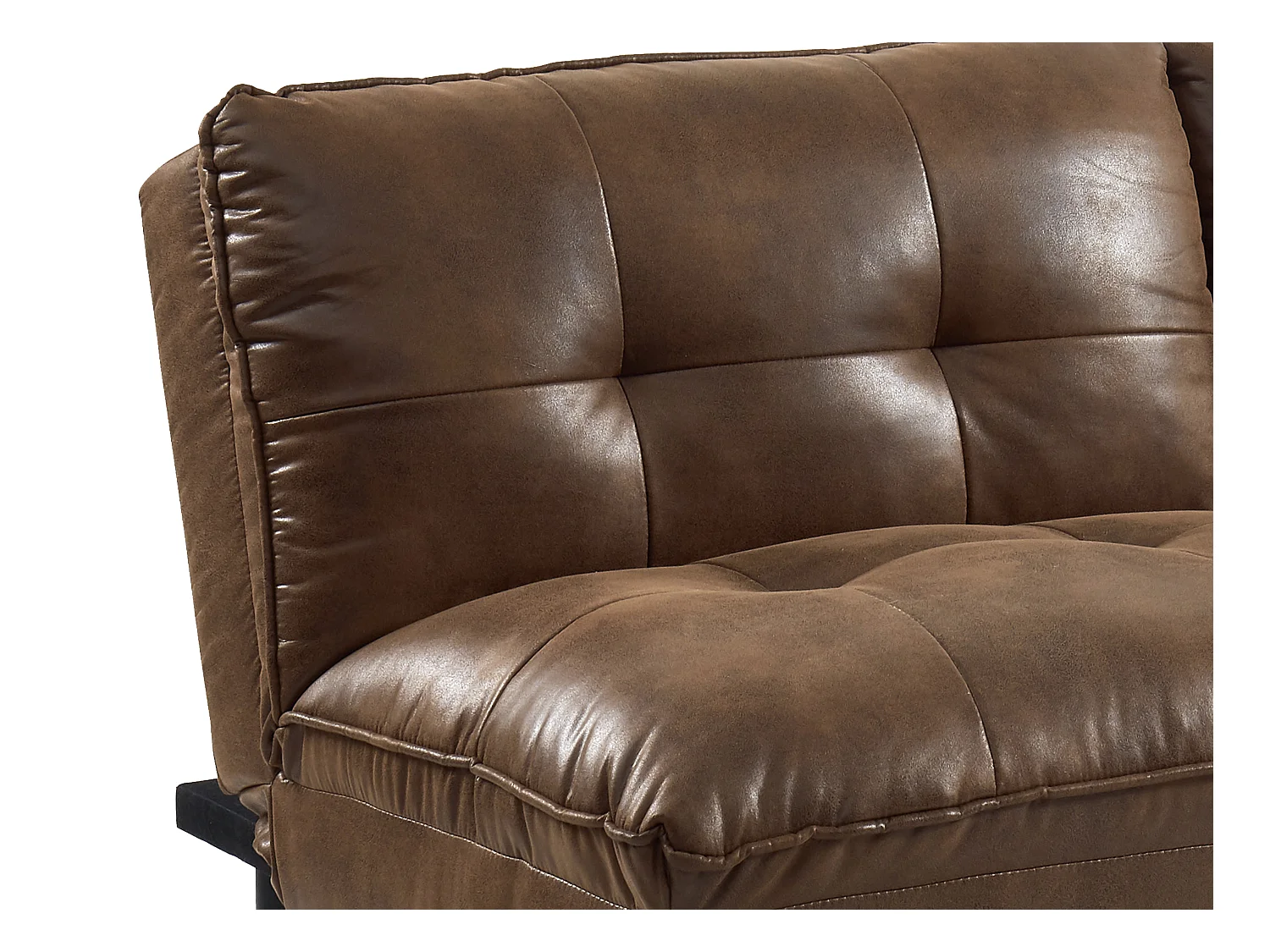 Sofá cama tipo clic-clac 3 plazas PEGULA de microfibra envejecida - Marrón