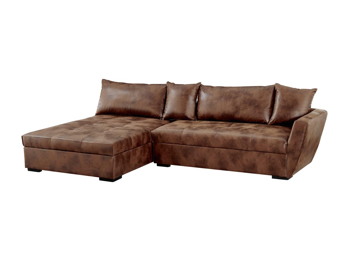 Ecksofa mit Schlaffunktion - Mikrofaser - Braun mit  Vintage-Look - Ecke Li günstig online kaufen