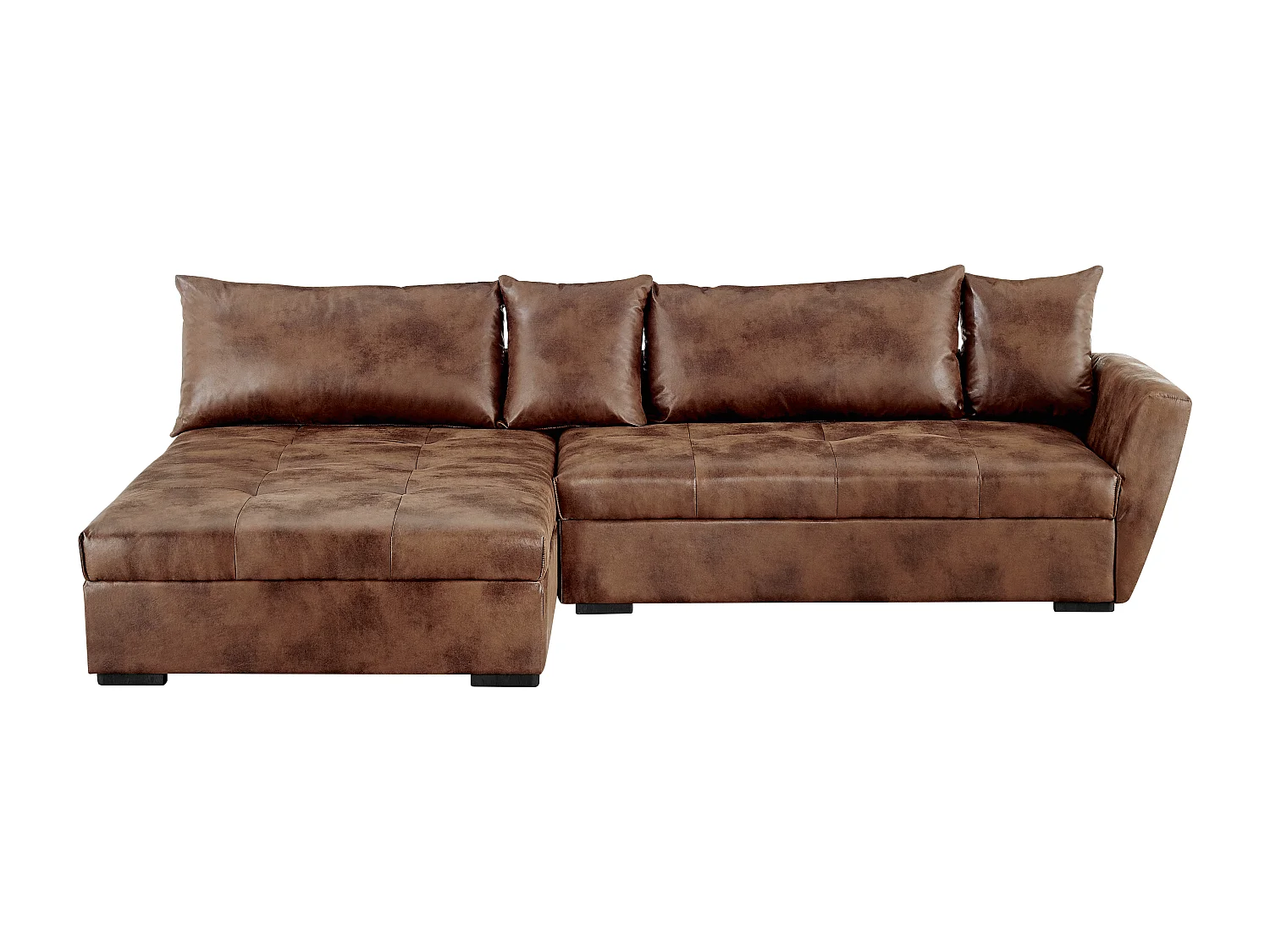 Ecksofa mit Schlaffunktion - Mikrofaser - Braun mit  Vintage-Look - Ecke Links - ROMANE II