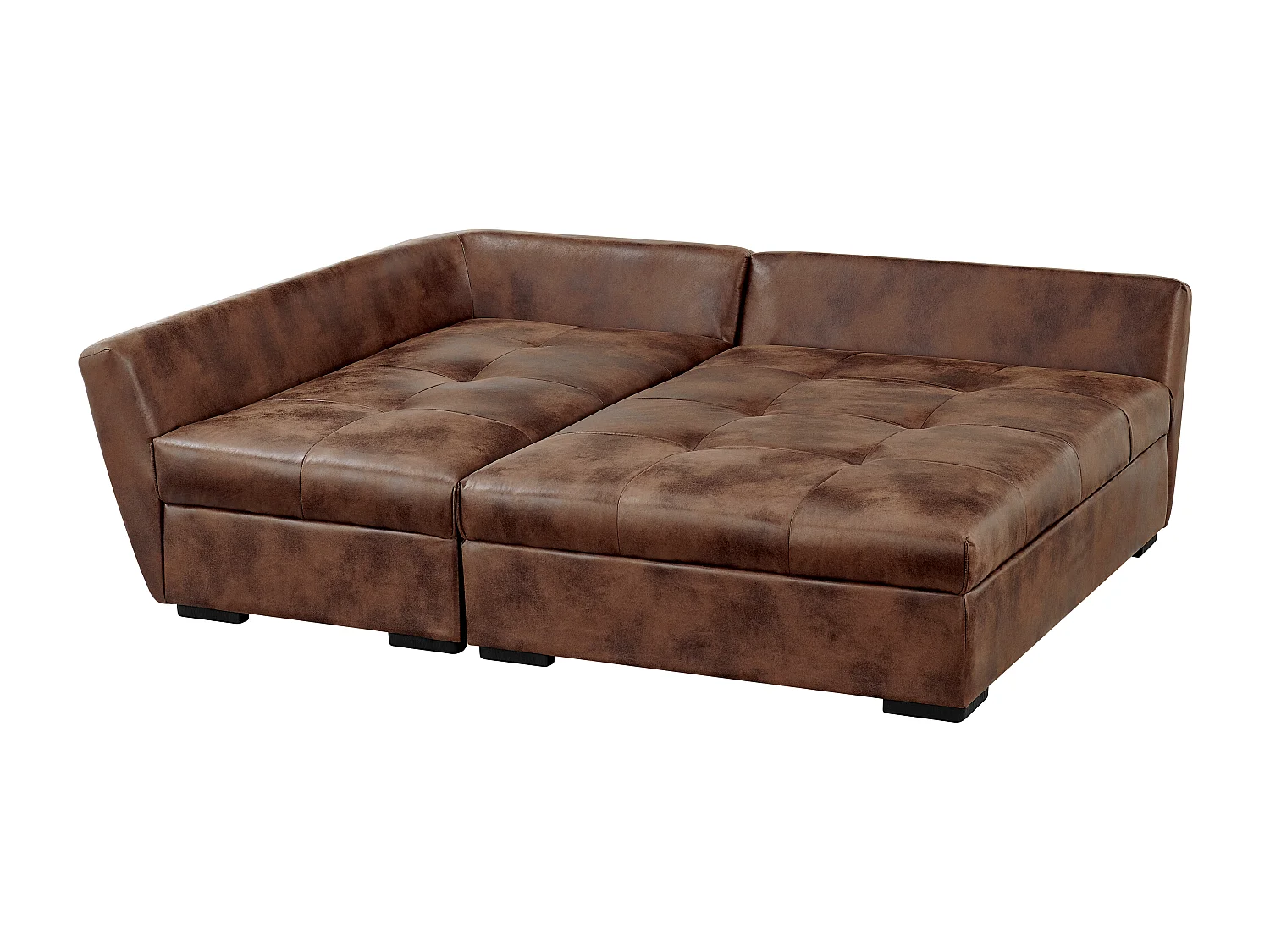 Ecksofa mit Schlaffunktion - Mikrofaser - Braun mit  Vintage-Look - Ecke Links - ROMANE II