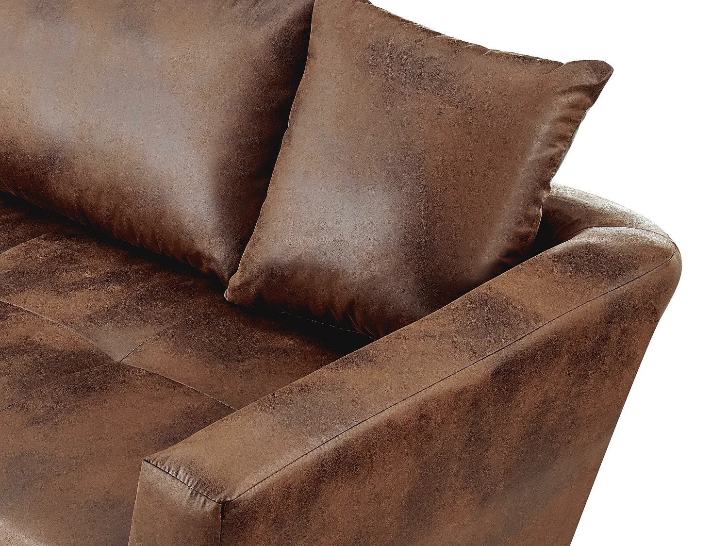 Ecksofa mit Schlaffunktion - Mikrofaser - Braun mit  Vintage-Look - Ecke Links - ROMANE II