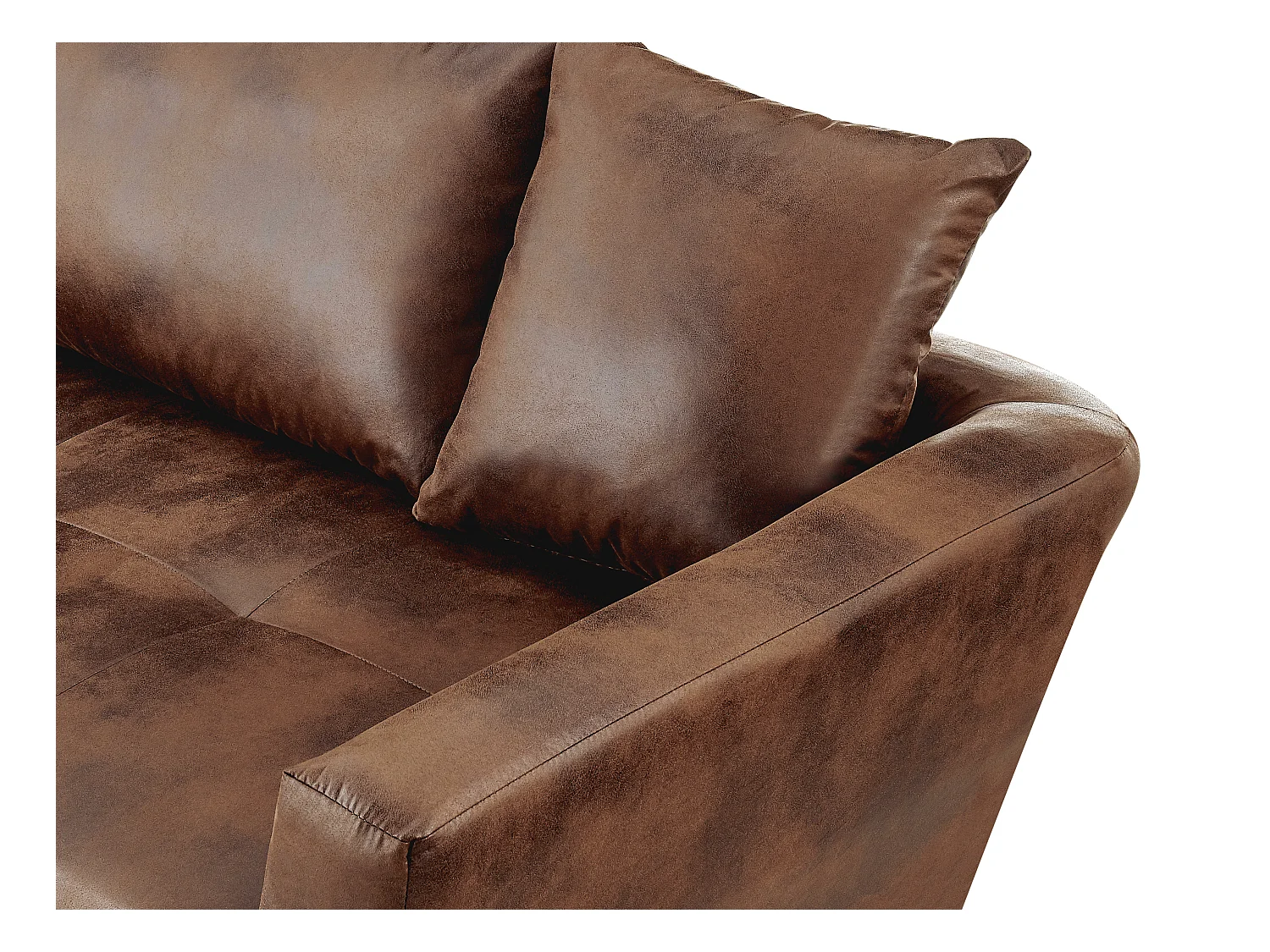 Sofá cama rinconera de microfibra envejecida ROMANE - Marrón vintage - Ángulo izquierdo