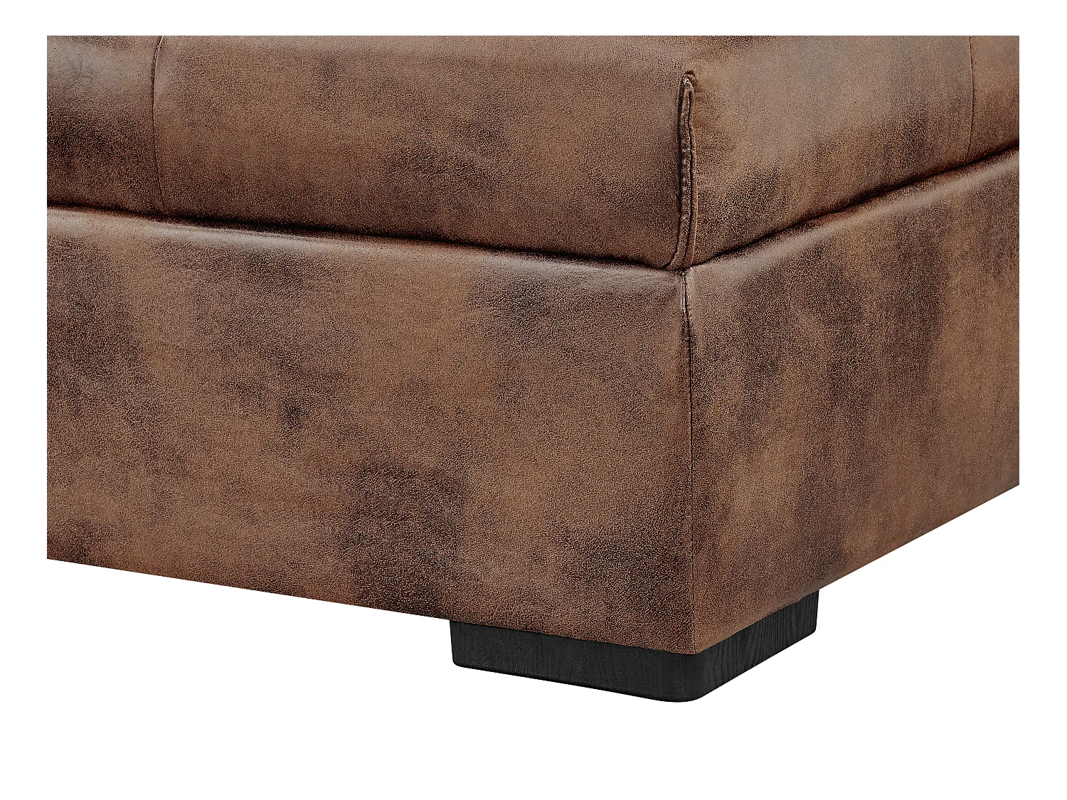 Sofá cama rinconera de microfibra envejecida ROMANE - Marrón vintage - Ángulo izquierdo