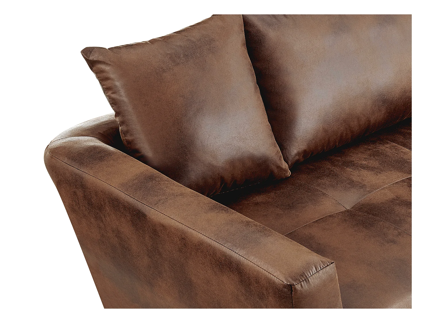 Canapé d'angle droit convertible en microfibre vieillie marron ROMANE II