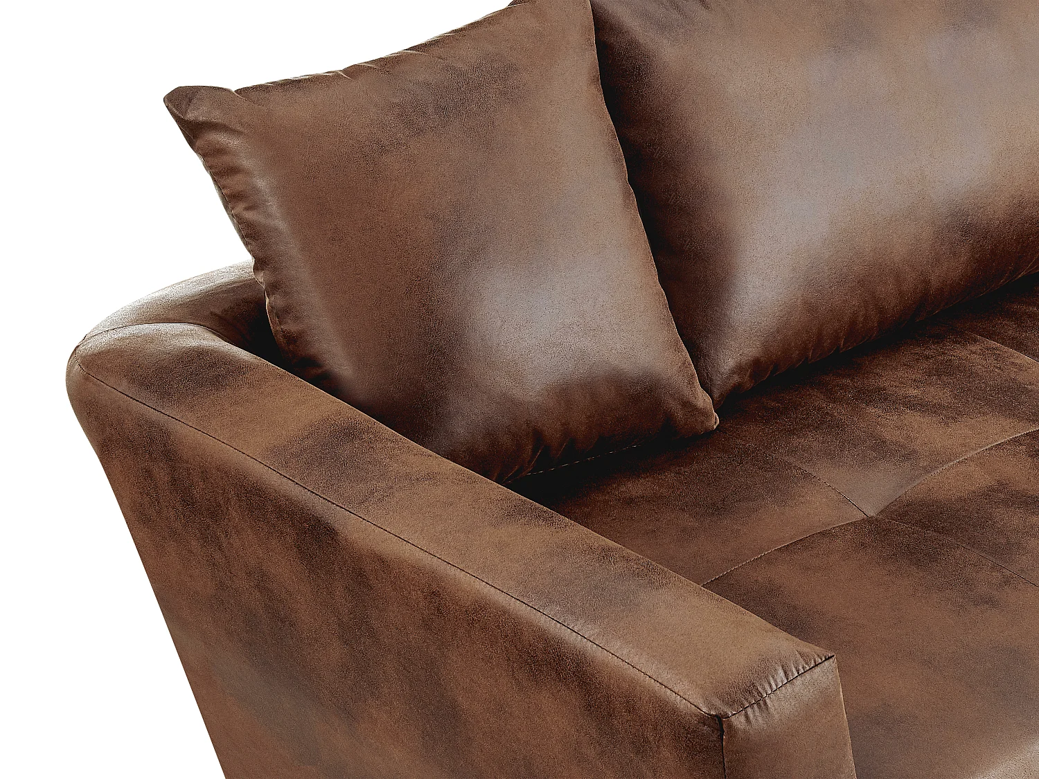 Canapé d'angle droit convertible en microfibre vieillie marron ROMANE II