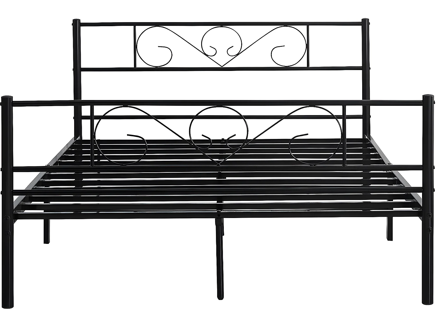 Lit en métal "Elodie" - 140 x 190 cm - Noir