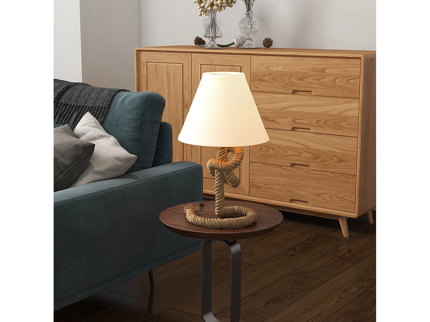 Lámpara de mesa beige 28x28x45.5 cm HOMCOM