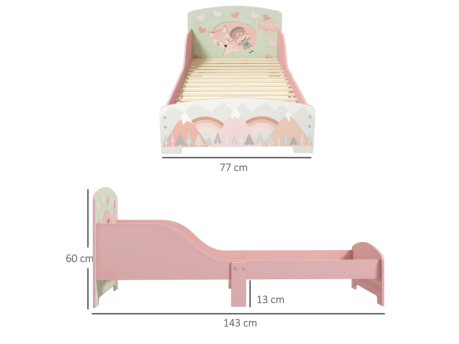 Cama infantil rosa 143x77x60 cm ZONEKIZ