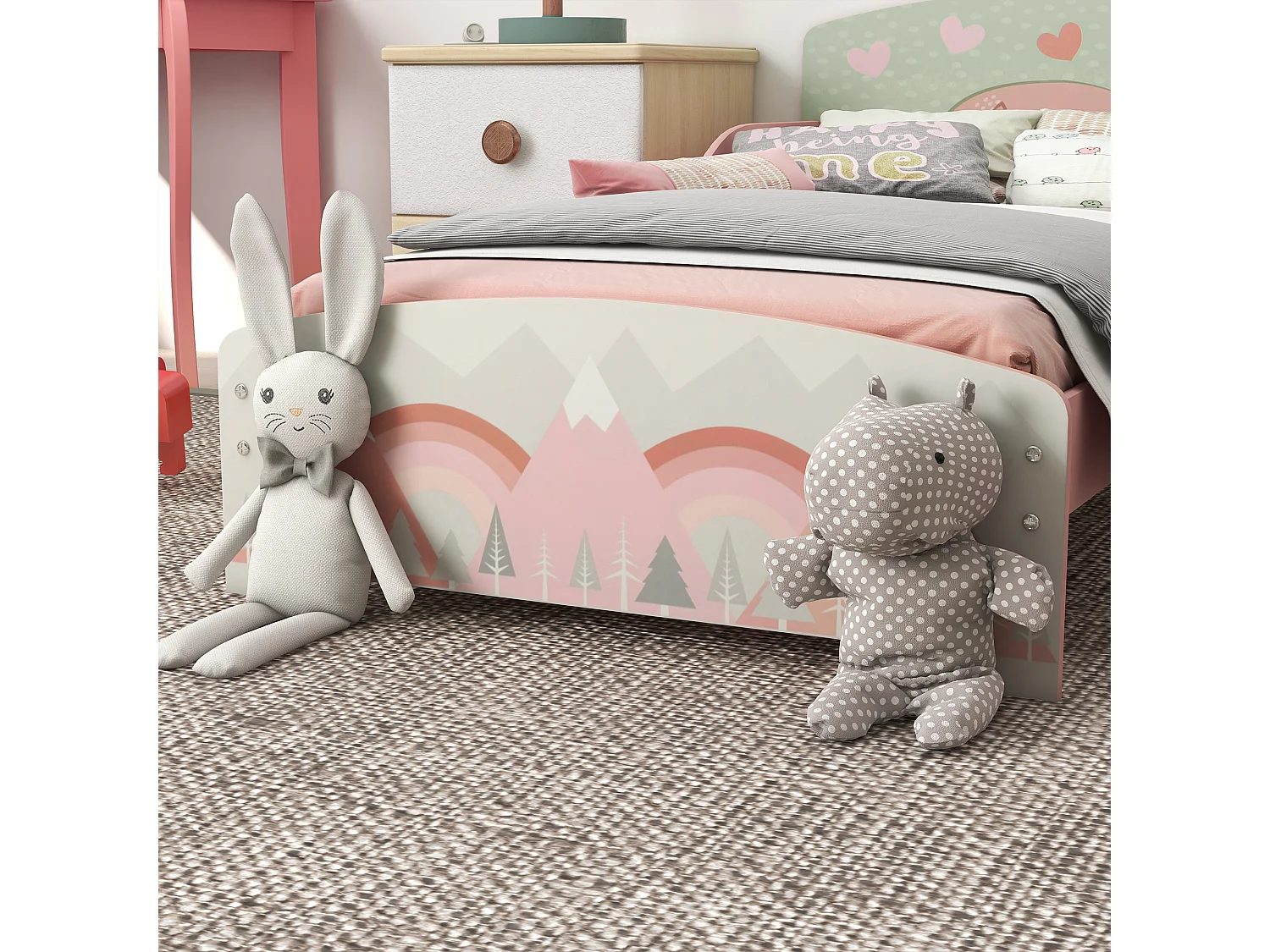Cama infantil rosa 143x77x60 cm ZONEKIZ