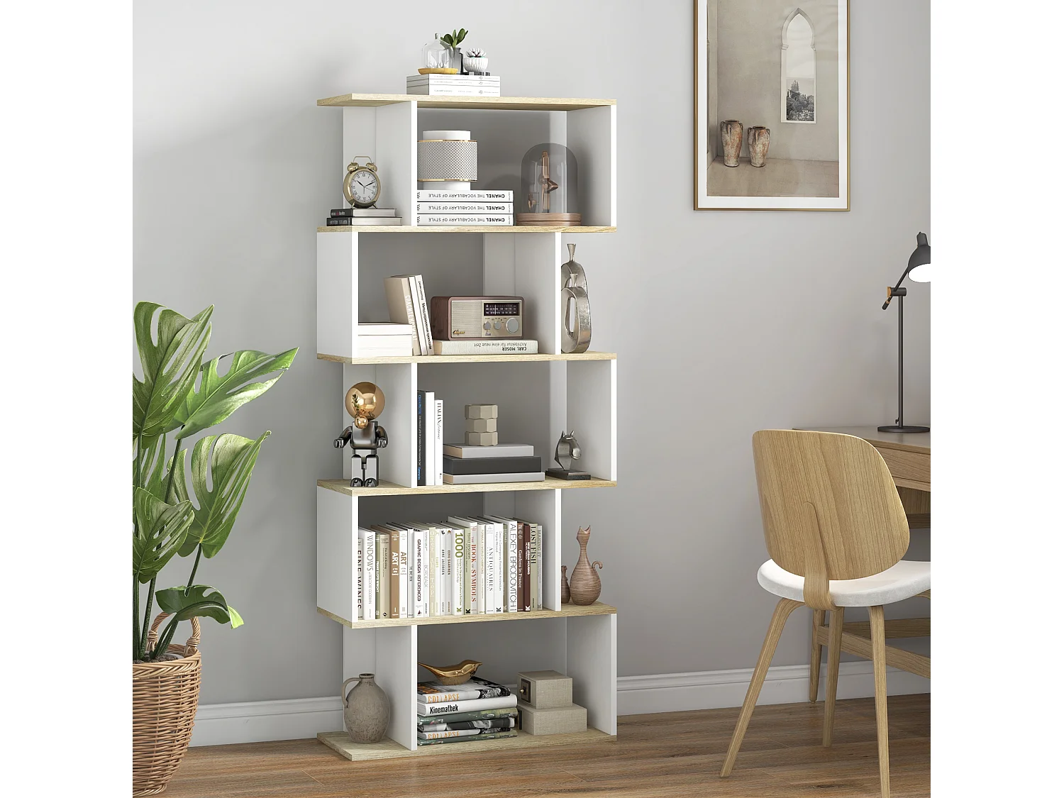 Estantería librería roble 70x29.5x163 cm HOMCOM