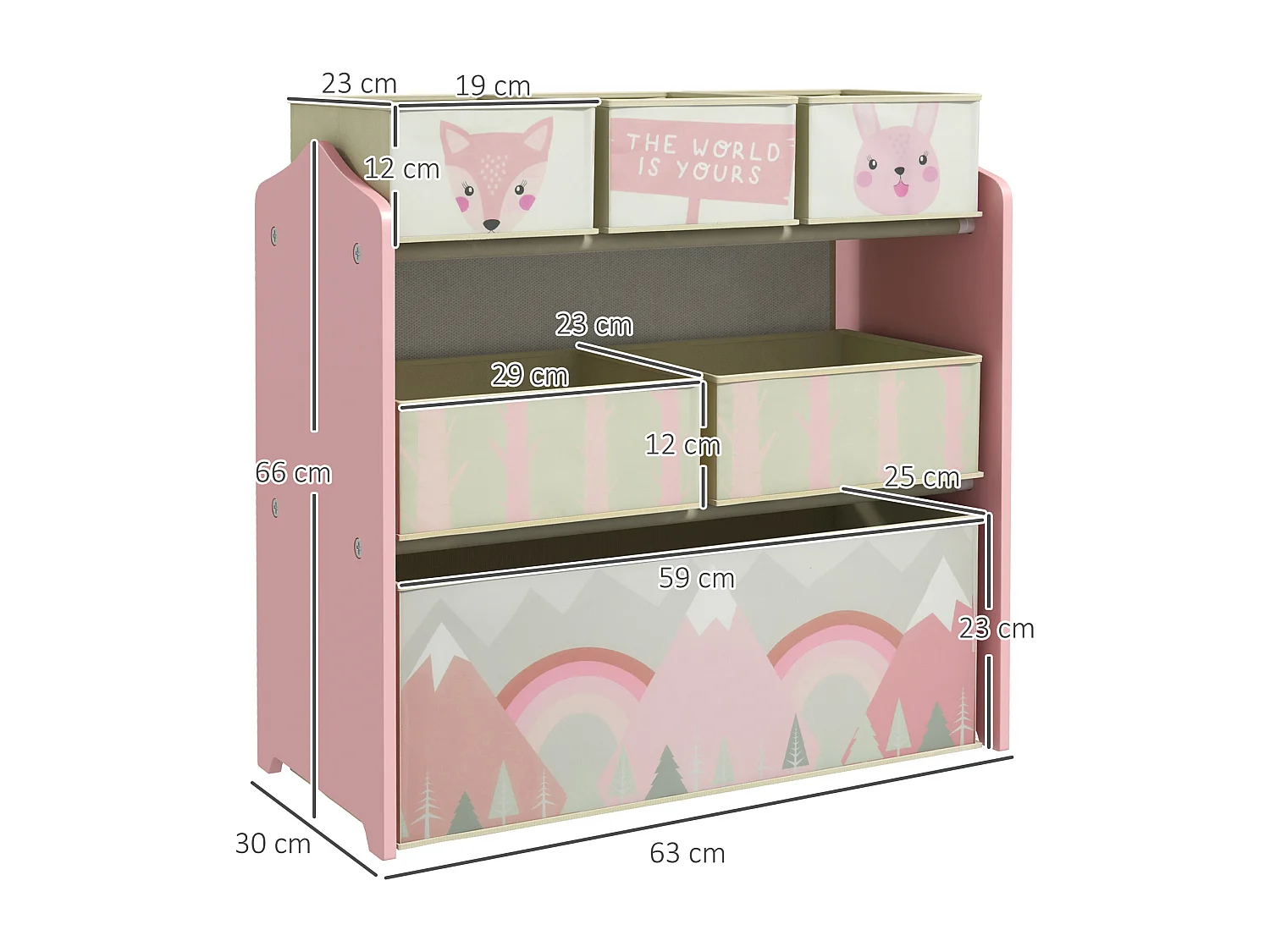 Estantería para juguetes rosa 63x30x66 cm ZONEKIZ