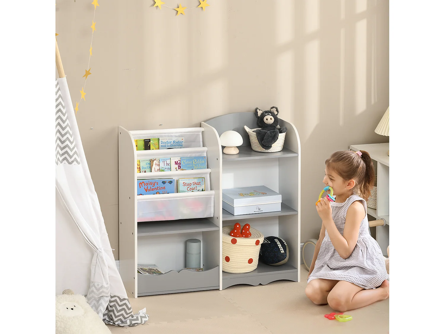 Estantería para juguetes gris 85x26x84 cm ZONEKIZ