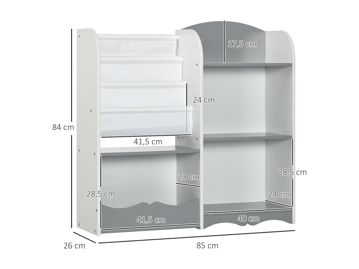 Estantería para juguetes gris 85x26x84 cm ZONEKIZ
