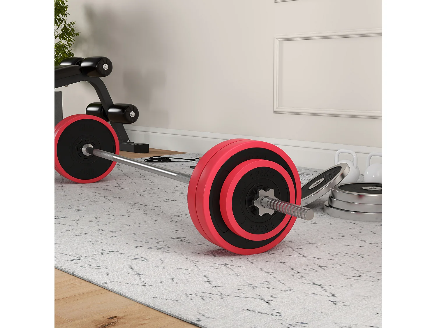 Barra de pesas rojo 170x26x26 cm SPORTNOW