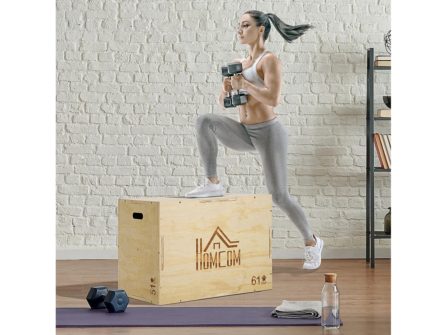 Caja pliométrica madera natural 61x51x76 cm HOMCOM