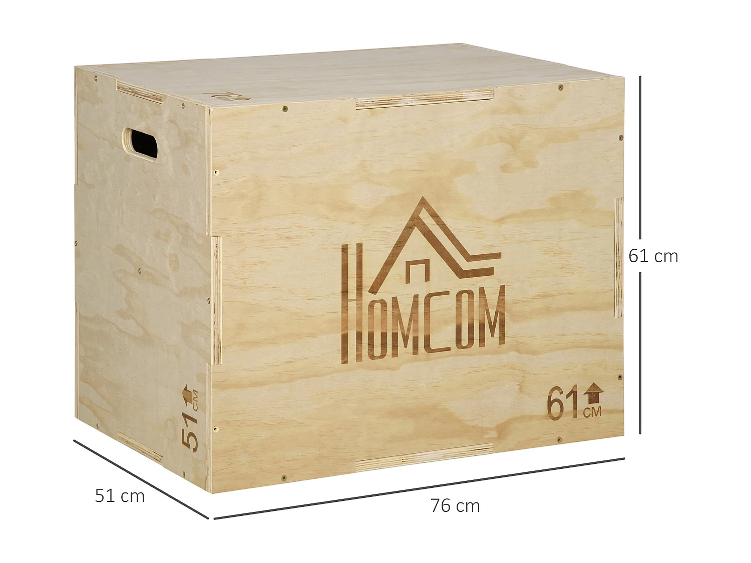 Caja pliométrica madera natural 61x51x76 cm HOMCOM