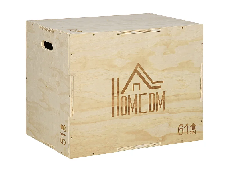 Caja pliométrica madera natural 61x51x76 cm HOMCOM