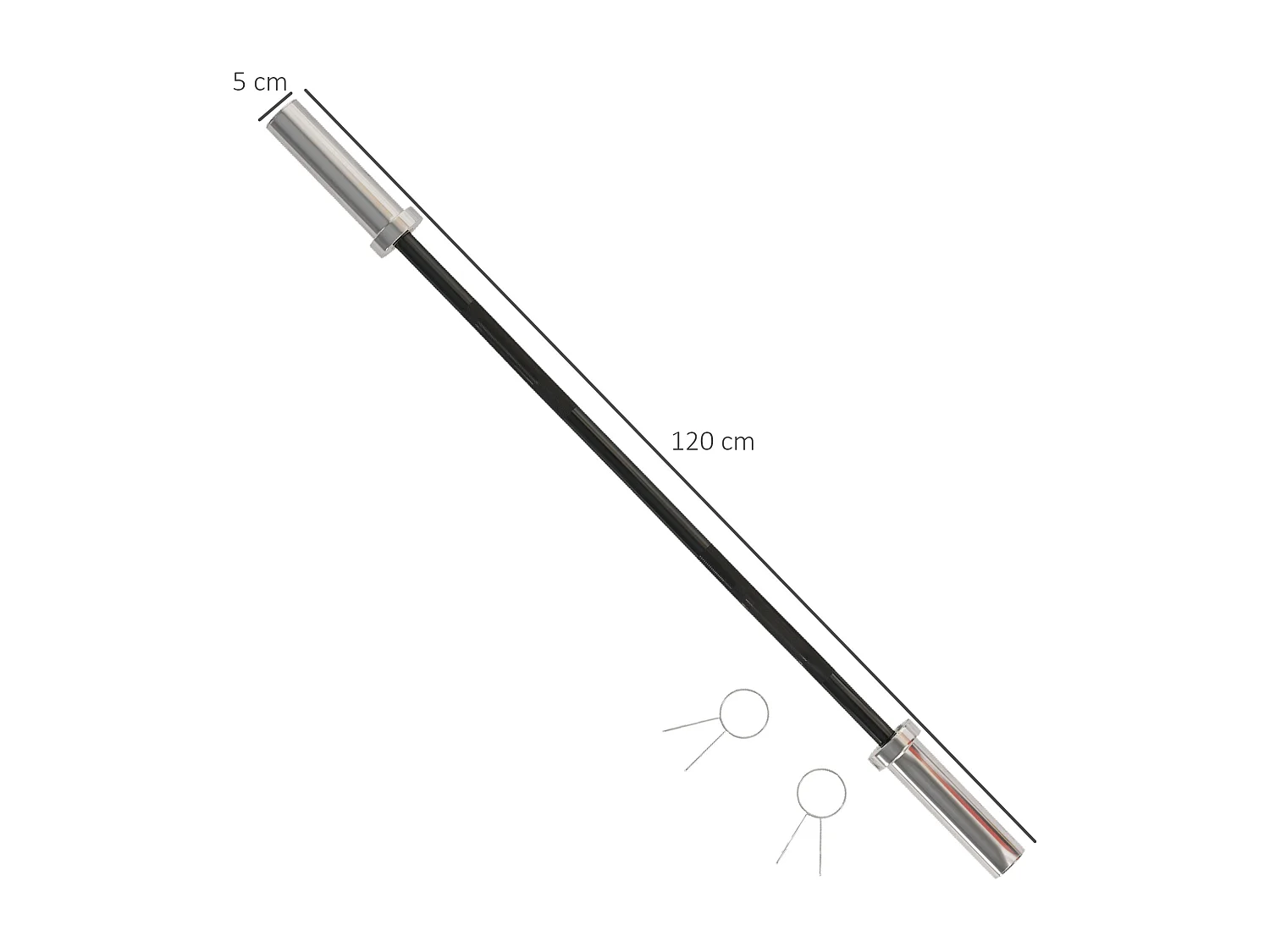 Barra de pesas negro y plata 120x5x5 cm SPORTNOW