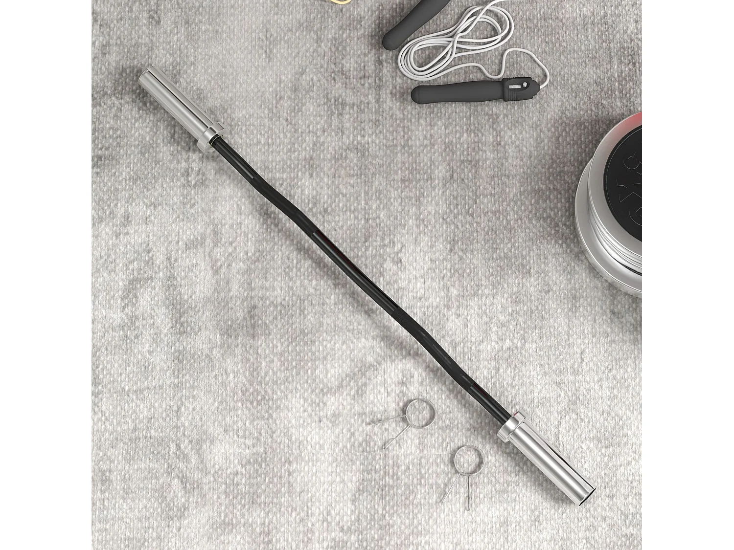 Barra de pesas negro y plata 120x5x5 cm SPORTNOW