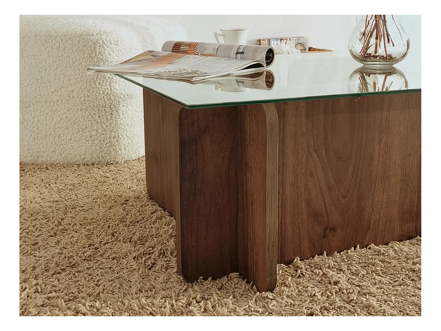 Stolik kawowy ze szkła hartowanego - Naturalny i Przezroczysty - AZRA