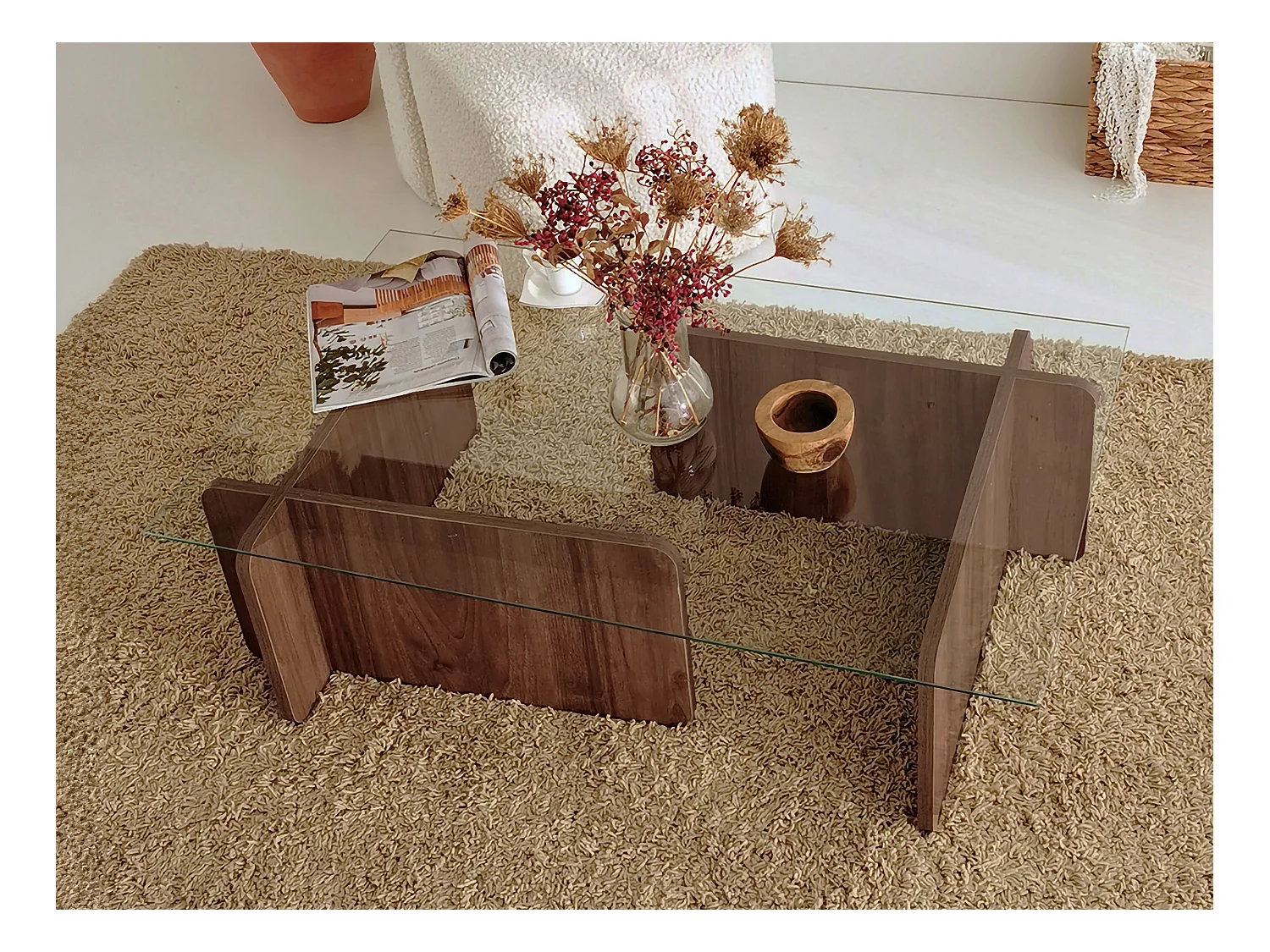 Stolik kawowy ze szkła hartowanego - Naturalny i Przezroczysty - AZRA