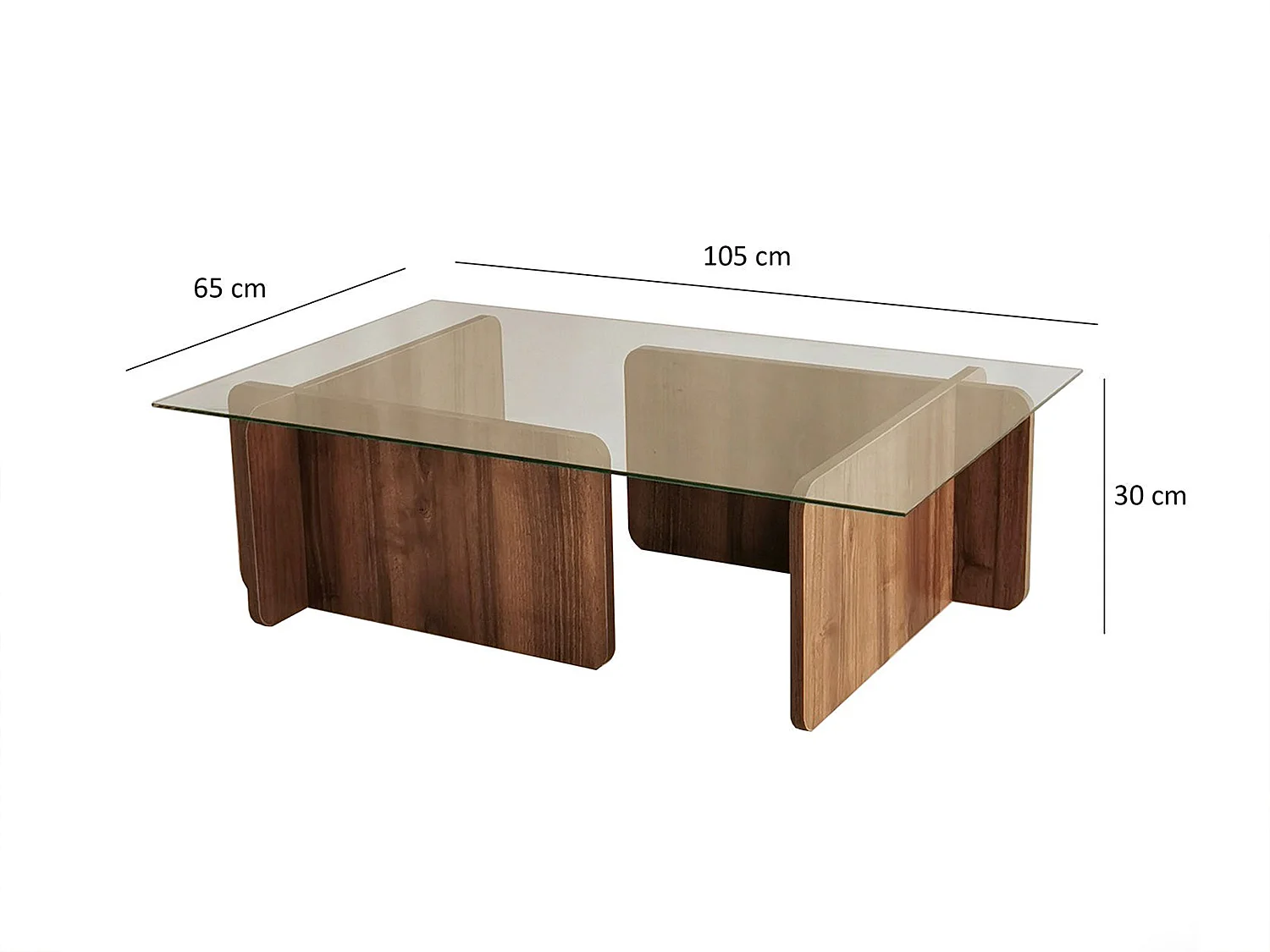 Table basse en verre trempé - Naturel foncé et Transparent - AZRA
