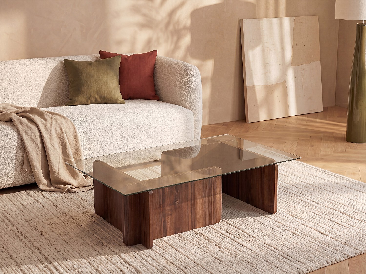 Couchtisch - Sicherheitsglas - Holzfarben dunkel & Transparent - AZRA