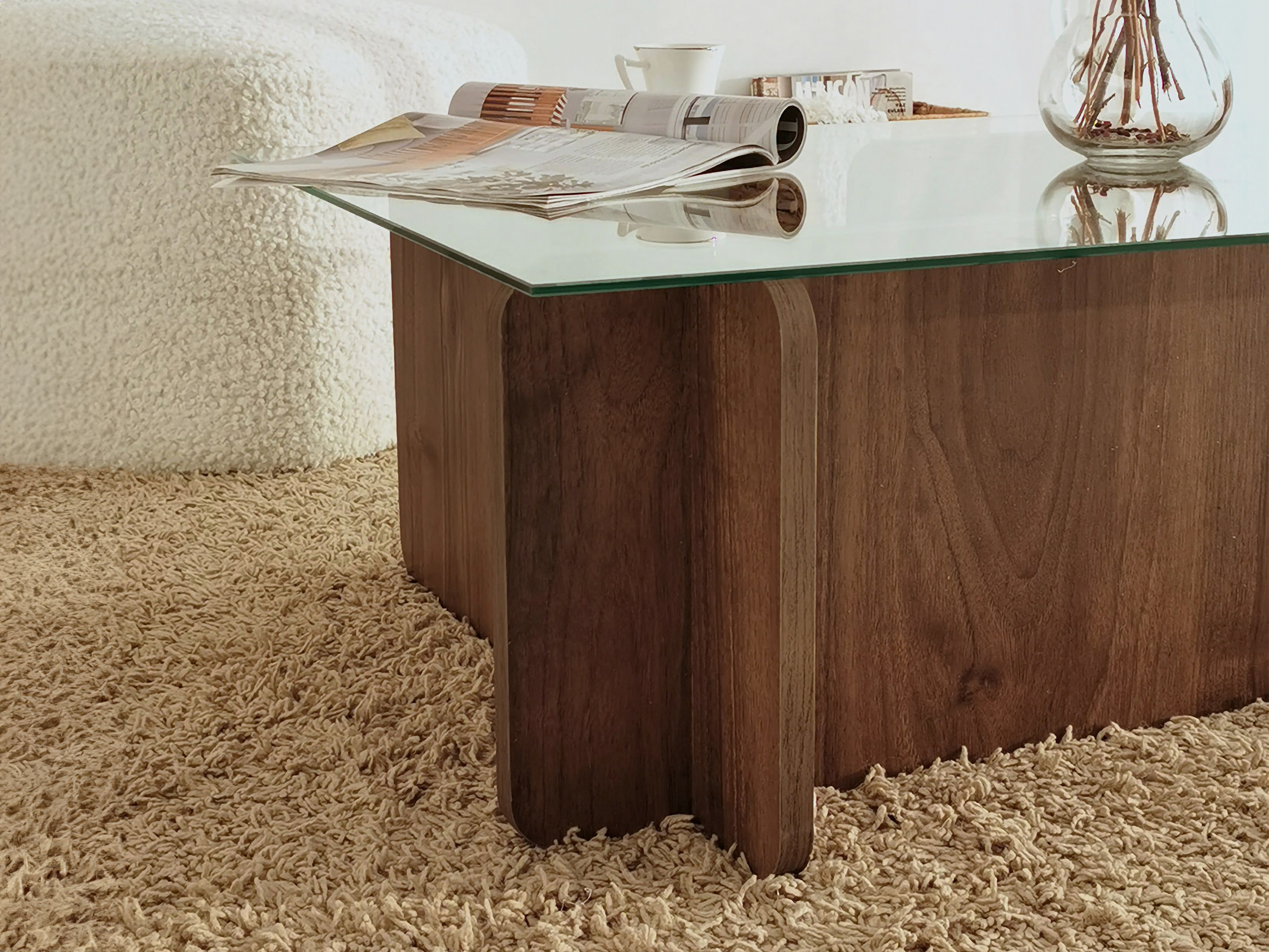 Table Basse Design Moderne Avec éclairage LED Et Hauteur Réglable - Plateau Verre Trempé Haut Brillant - Rangements Intégrés - Pour Salon