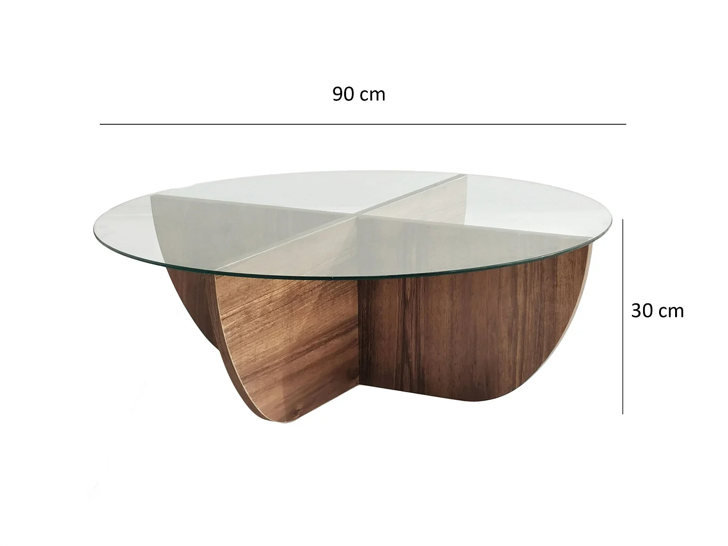 Table basse en verre trempé - Naturel foncé et Transparent - AYSUN