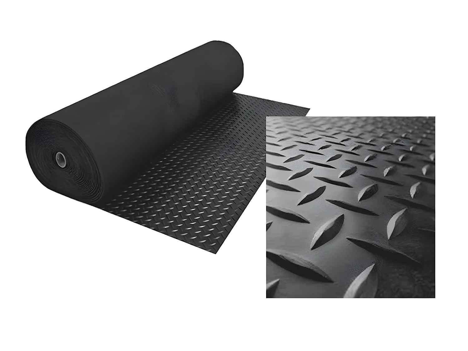Sol PVC| Composition 100% Caoutchouc| Sol Caoutchouc| Sol Protection| Design Strié Noir| Epaisseur 1MM| Mesure 140X800CM