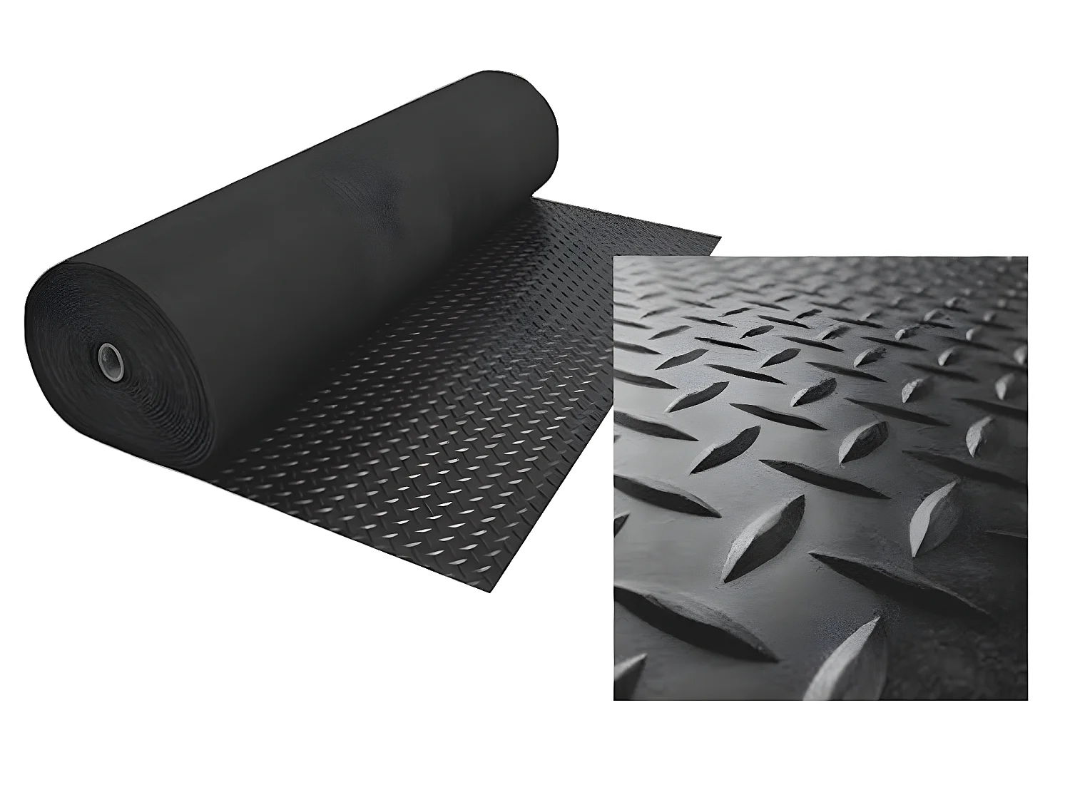 Sol PVC| Composition 100% Caoutchouc| Sol Caoutchouc| Sol Protection| Design Strié Noir| Epaisseur 1MM| Mesure 140X900CM