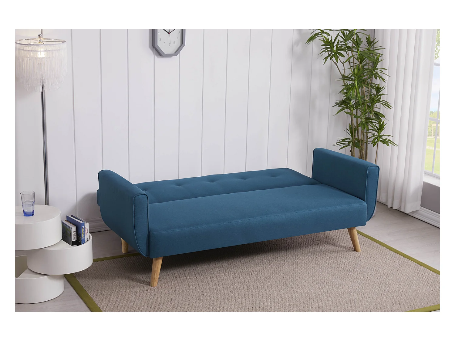 Skandinavisches 3-Sitzer-Umwandelsofa in Entenblau MALMO