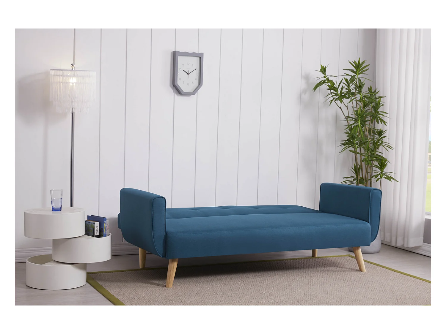 Skandinavisches 3-Sitzer-Umwandelsofa in Entenblau MALMO