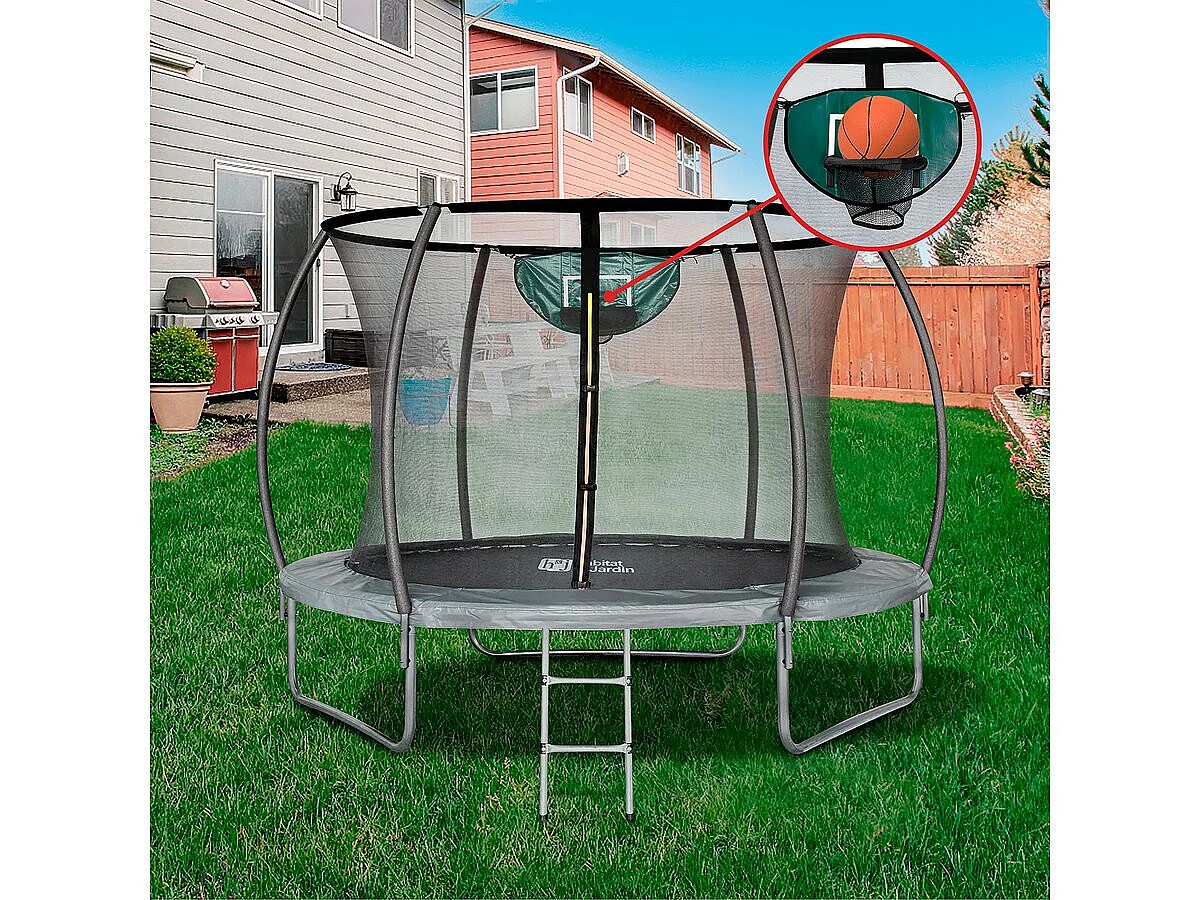 Trampoline avec filet intérieur "jumper" - Ø 3,05 - Gris