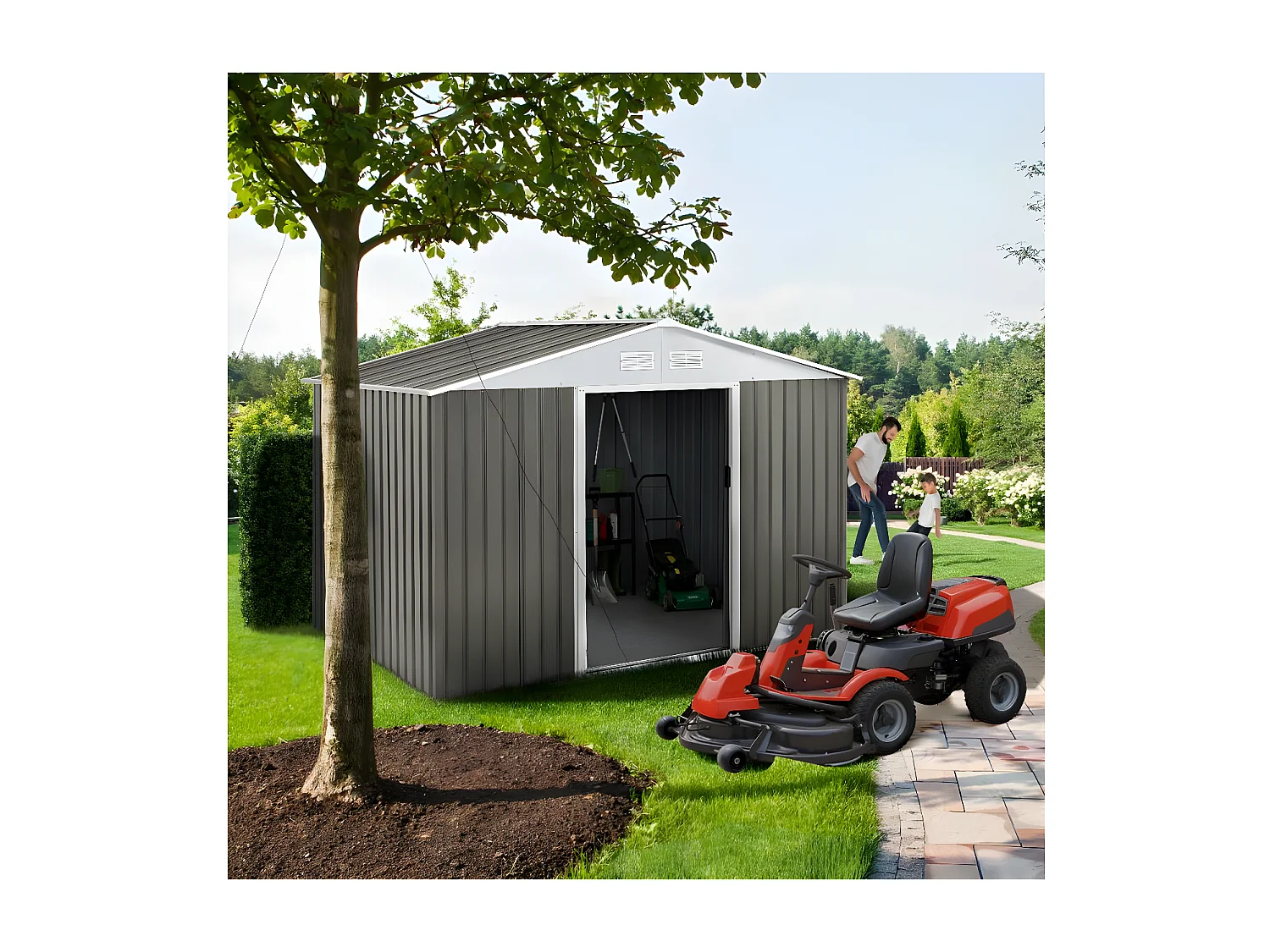 Abri de jardin métal "Dallas" - 2.71 m² - Taupe