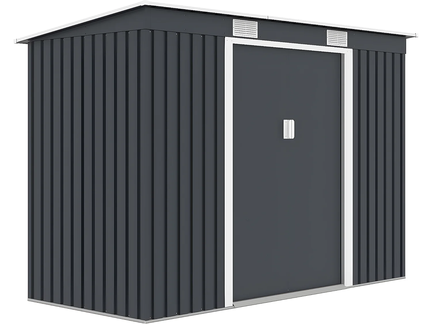 Metalen tuinhuisje met enkel dak "Austin" Grijs - 3,14 m2 met dubbele schuifdeur en optimale ventilatie
