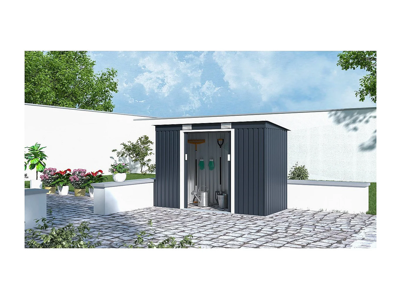 Abri de jardin métal monopente "Austin" - 3,14 m2 - Gris